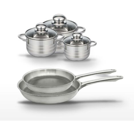 Lot de 2 poêles 24/28 cm & 3 faitouts Elo Relief Passion