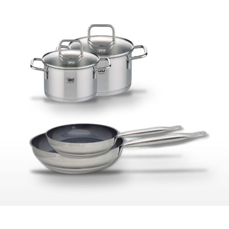 Lot de 2 Poêles 24/28 cm Elo Profi Therm Platinum et 2 Faitouts 14/16 cm