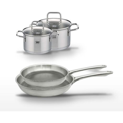 Lot de 2 poêles 24/28 cm et 2 faitouts 12/14 cm Elo Relief Passion