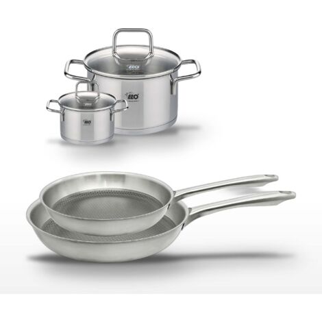 Lot de 2 poêles 24/28 cm et 2 faitouts 12/20 cm Elo Relief Passion