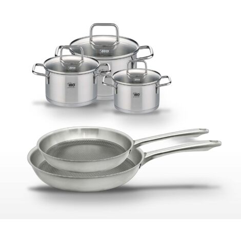 Lot de 2 poêles 24/28 cm et 3 faitouts 14/16/20 cm Elo Relief Passion