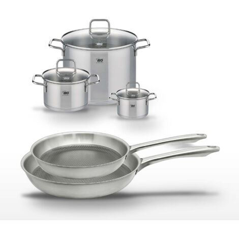 Lot de 2 poêles 24/28 cm et 3 faitouts 14/20/26 cm Elo Relief Passion