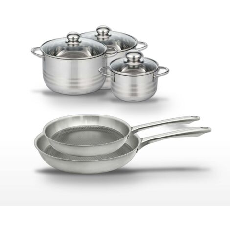 Lot de 2 Poêles 24/28 cm et 3 Faitouts 16/20/24 cm Elo Relief Passion