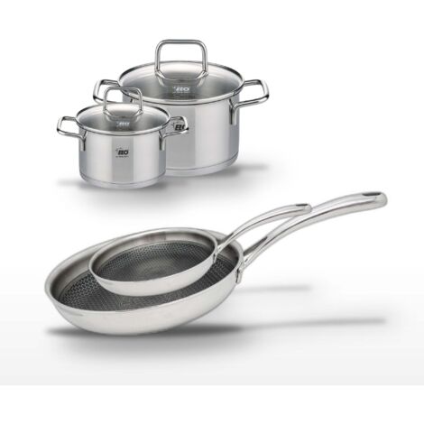 Lot de 2 Poêles 24/28cm & 2 Faitouts 12/16cm Elo Relief Evolution