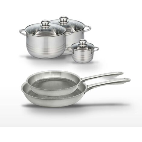 Lot de 2 Poêles 24/28cm & 3 Faitouts 12/20/24cm Elo Relief Passion