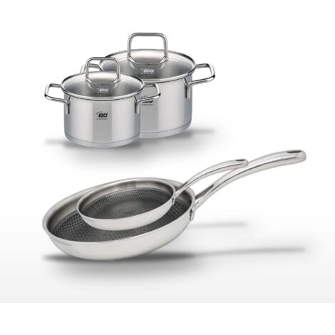 Lot de 2 Poêles 24/28cm et 2 Faitouts 12/14cm Elo Relief Evolution