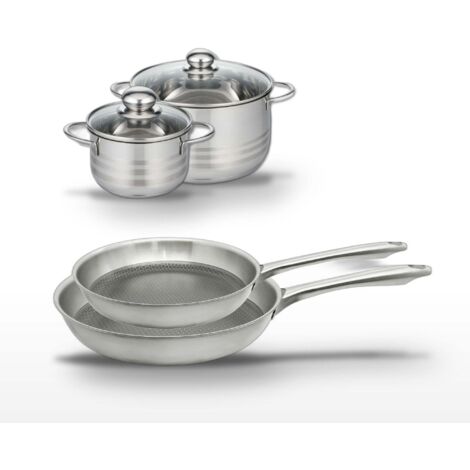 Lot de 2 Poêles 24/28cm et 2 Faitouts 16/20cm Elo Relief Passion