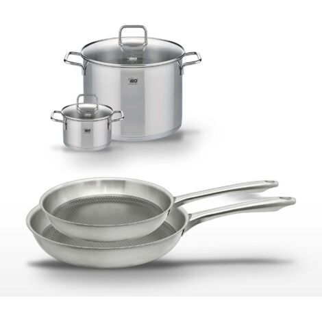 Lot de 2 Poêles 24/28cm et 2 Faitouts 16/26cm Elo Relief Passion
