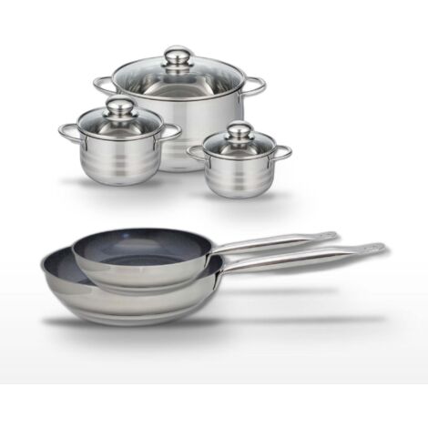 Lot de 2 Poêles 24/28cm et 3 Faitouts 12/14/20cm Elo Profi Therm Platinum