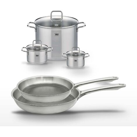 Lot de 2 poêles 24/28cm et 3 faitouts Elo Relief Passion