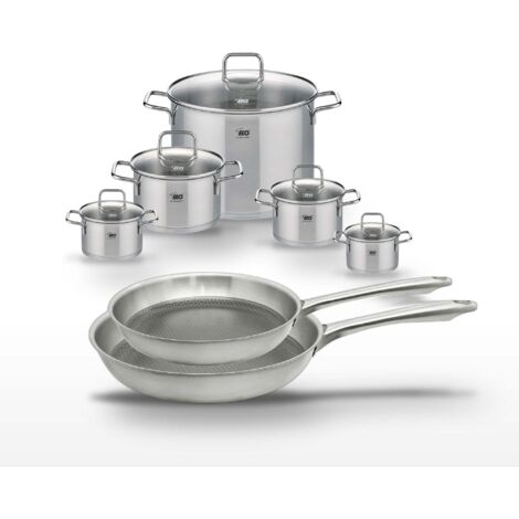 Lot de 2 poêles 24/28cm et 5 faitouts Elo Relief Passion