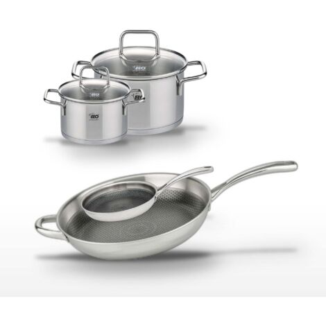 Lot de 2 Poêles 24/32cm & 2 Faitouts 12/16cm Elo Relief Evolution