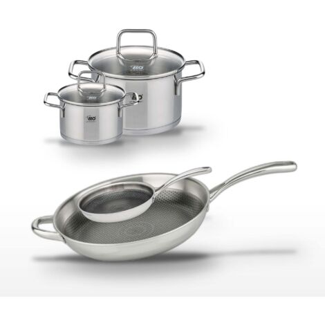 Lot de 2 Poêles 24/32cm et 2 Faitouts 14/20cm Elo Relief Evolution