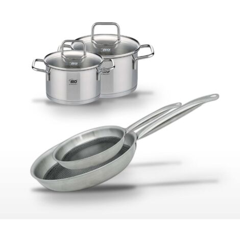 Lot de 2 Poêles 28/24 cm et 2 Faitouts 14/12 cm Elo Relief Solution