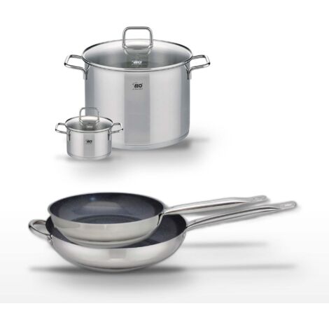 Lot de 2 Poêles 28/32 cm & 2 Faitouts 14/26 cm Elo Profi Therm Platinum