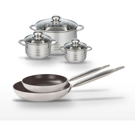 Lot de 2 Poêles 28/32 cm et 3 Faitouts 12/14/24 cm Elo Bistro Line