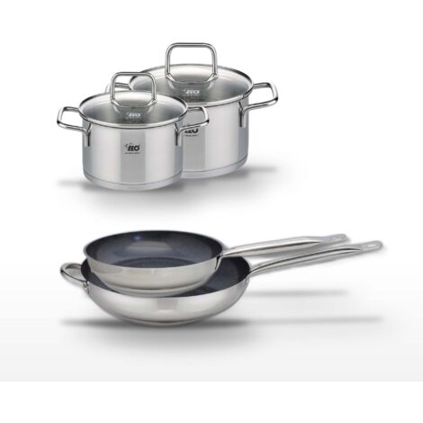 Lot de 2 Poêles 28/32cm et 2 Faitouts 14/16cm Elo Profi Therm Platinum