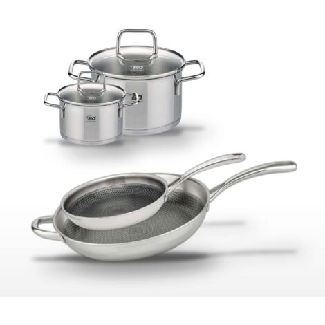 Lot de 2 Poêles 28/32cm et 2 Faitouts 14/20cm Elo Relief Evolution