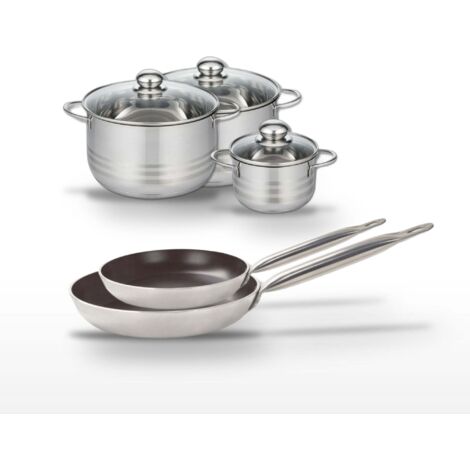 Lot de 2 Poêles 28/32cm et 3 Faitouts 14/20/24cm Elo Bistro Line