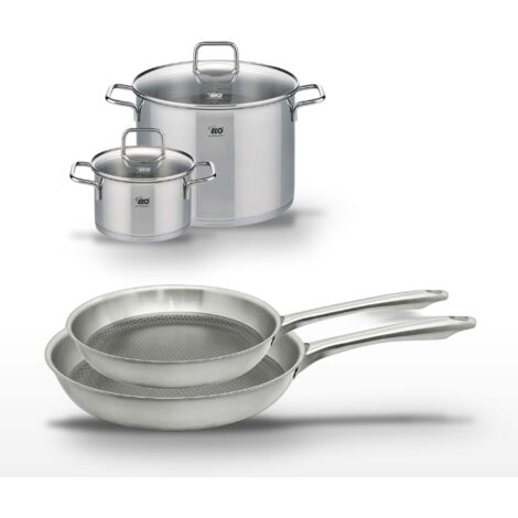 Lot de 2 poêles Elo Relief Passion 24/28cm et 2 faitouts Elo Citrin 20/26cm