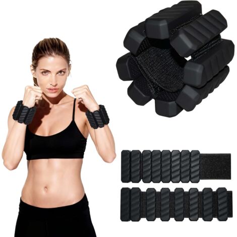 Lot de 2 Poids Réglables pour Poignets et Chevilles, Bracelets Poids pour Femmes et Hommes – Parfaits pour Entraînement Complet du Corps, Gym à Domicile, Yoga, Pilates et Aérobic  Une Paire Noire, 0.9