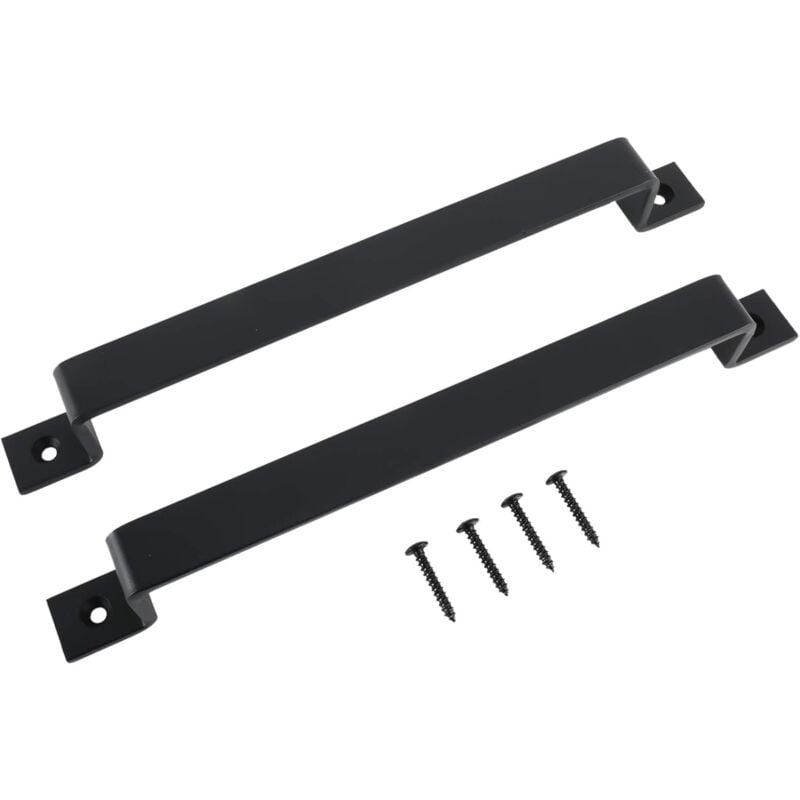 Lot de 2 Poignée de Porte Coulissante Poignée de Porte pour Grange Placard Armoire Cuisine Meuble en Acier avec Vis Noir (30CM)