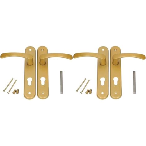 Lot de 2 Poignée de porte, Aluminium, Cylindre profilé, Or, 90 mm, Intérieur