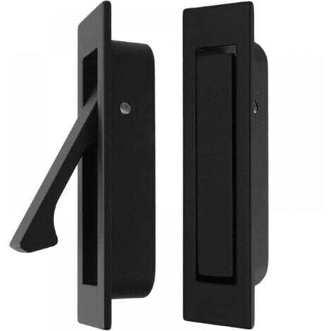 Lot de 2 Poignée De Tirage De Porte Escamotable, Poignée De Tiroir Cachée, Poignées De Porte Coulissante, Quincaillerie De Porte Encastrée Pour Porte De Placard, Porte De Grange(noir)