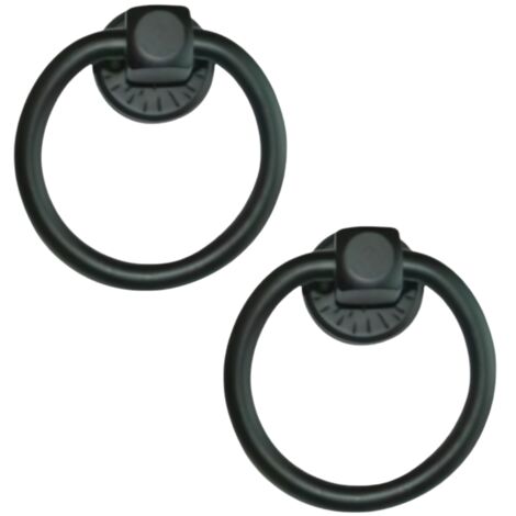 Lot de 2 poignée de tirage noire,poignée ronde robuste, boutons de meubles boutons de cuisine anneaux de tiroir - Format : 5.2 x 11 cm