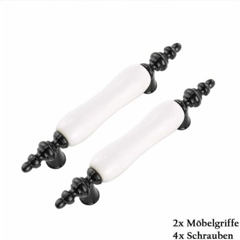 Lot De 2 Poignée Poignée De Meuble Poignée De Porte En Céramique Style Moderne Avec Vis Pour Armoir,Placard,Tirroir Entraxe 76mm (Noir Et Blanc)