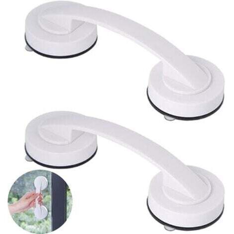 Lot de 2 poignées à ventouse extra résistantes, poignées de porte à ventouse portables, grandes poignées de porte et de fenêtre en verre pour salle de bain