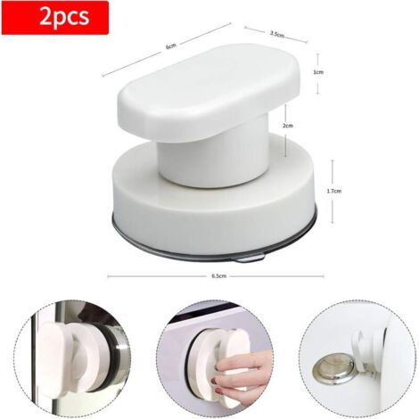 Lot de 2 poignées à ventouse pour siège de toilette, poignée de porte, tiroir à ventouse avec ventouse puissante pour porte en verre, miroir en verr