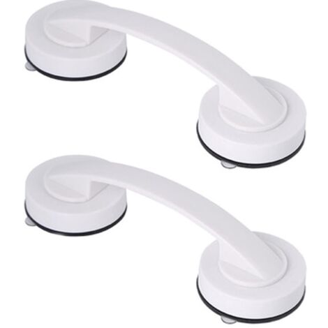 Lot de 2 poignées à ventouses - Poignées de sécurité pour salle de bain - Poignées auxiliaires - Poignées pour portes vitrées - Blanches