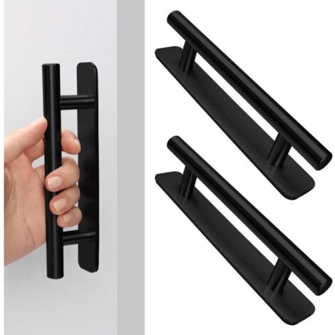 Lot De 2 Poignées Adhésives Pour Meubles, En Acier Inoxydable Noir, De 150 Mm. Convient Pour Les Portes De Placards De Cuisine, Les Tiroirs, Les Portes Coulissantes, Les Portes-Fenêtres Et Les Tiroirs