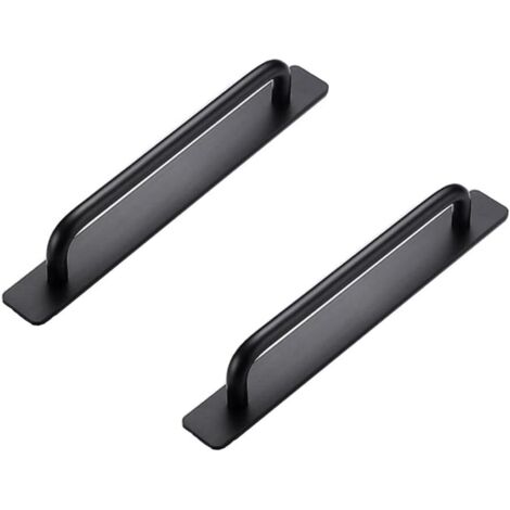 Lot de 2 Poignées Autocollantes en Aluminium pour Armoire Chambre à Coucher Salle de Bain Cuisine Poignées (180 mm, noir)