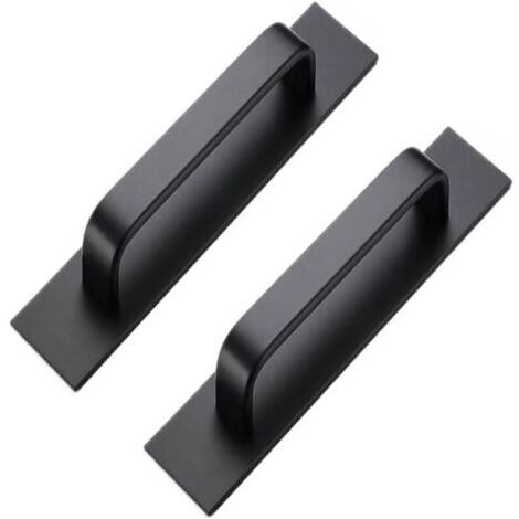 Lot de 2 Poignées Autocollantes en Aluminium pour Armoire Chambre à Coucher Salle de Bain Cuisine Poignées En Alliage d'aluminium (200 mm, noir)