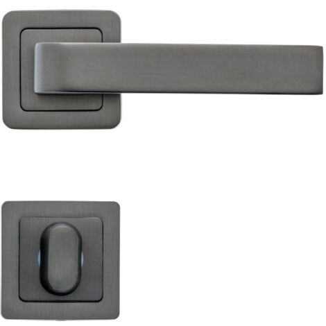 Lot de 2 poignées CANELA graphite mat + 2 rosaces condamnation graphite mat - AYR