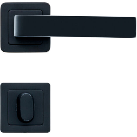 Lot de 2 poignées CANELA noir mat + 2 rosaces condamnation  noir mat - AYR