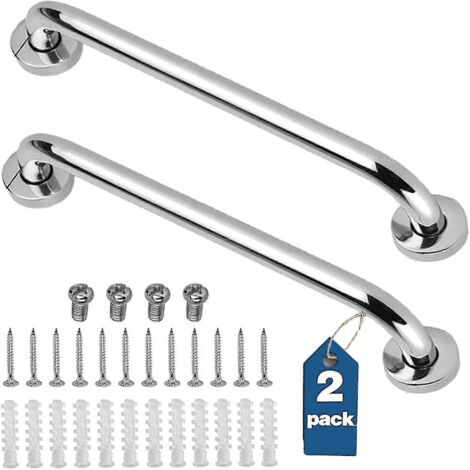 Lot de 2 poignées de douche, poignées de salle de bain en acier inoxydable, poignées de soutien pour salle de bain pour personnes âgées (FMY)-AquaForge