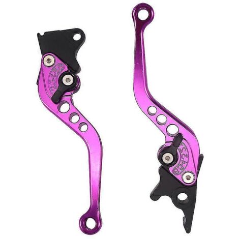 Lot de 2 poignées de frein réglables de haute qualité pour moto, levier de frein à tambour d'embrayage universel - violet