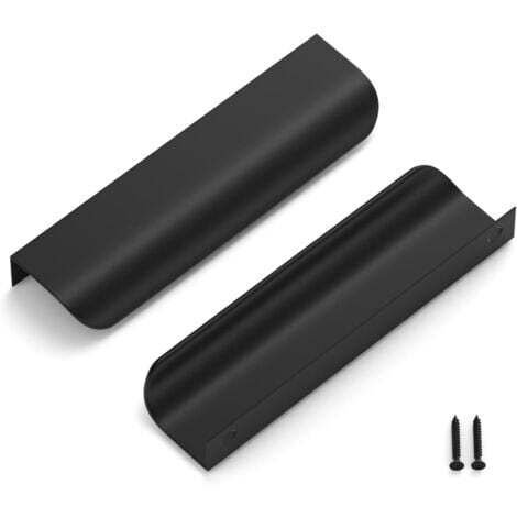 Lot de 2 poignées de meuble en acier finition or brossé, entraxe 120 mm, vissables 96 mm, design noir ultra plat, moderne, pour cuisine, salle de bain, salon
