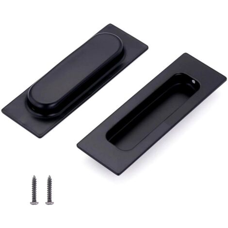 Lot de 2 poignées de meubles invisibles en acier inoxydable pour tiroirs, armoires, portes et tirettes (noir)