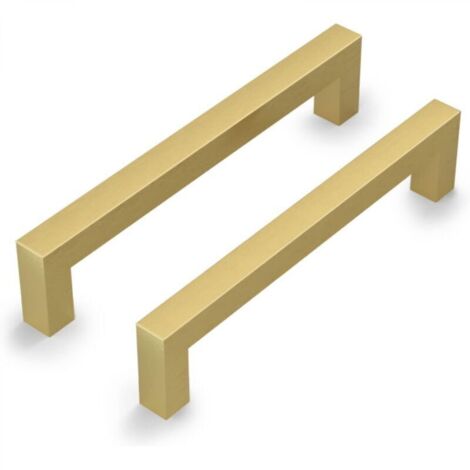 Lot de 2 poignées de placard de cuisine dorées - Espacement des trous : 128 mm - Poignées de porte de cuisine - Poignées de tiroir dorées