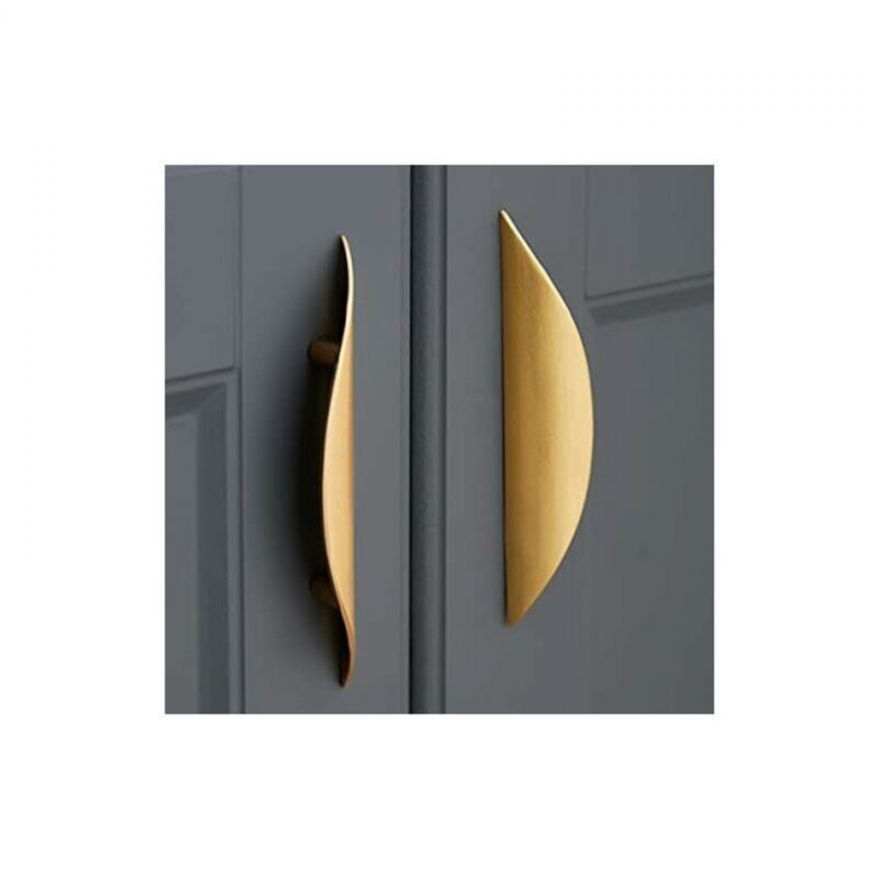 Lot de 2 poignées de placard dorées en alliage de zinc, espacement des trous : 32 mm