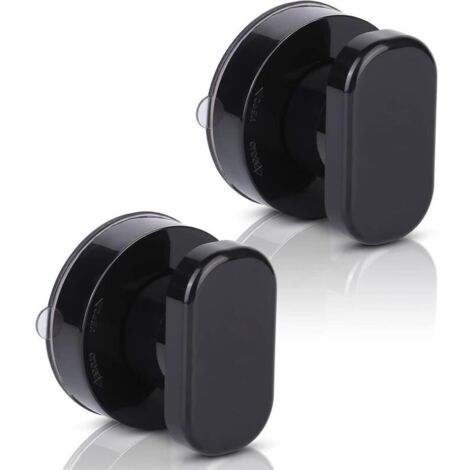 Lot de 2 poignées de porte à ventouses - Pour portes-fenêtres, portes vitrées de salle de bain, placards, tiroirs - Forte adhérence - Noir