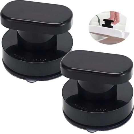 Lot de 2 poignées de porte adhésives noires  Forte ventouse  Pour porte en verre, tiroir, armoire, réfrigérateur, balcon