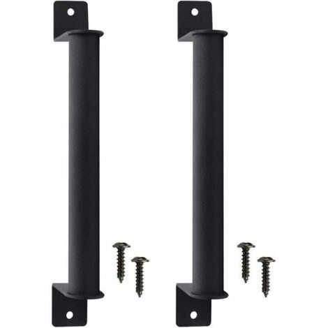 Lot de 2 poignées de porte coulissante en acier au carbone noir – Finition mate – Installation rapide avec vis incluses – Pour portes en bois