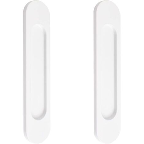 Lot de 2 poignées de porte coulissante ovales autocollantes en alliage d'aluminium, blanc chaud, 15 cm