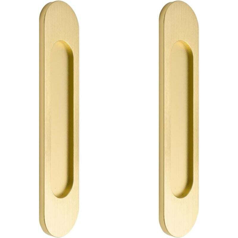 Lot de 2 poignées de porte coulissante ovales autocollantes pour armoires, fenêtres et portes coulissantes (dorées)