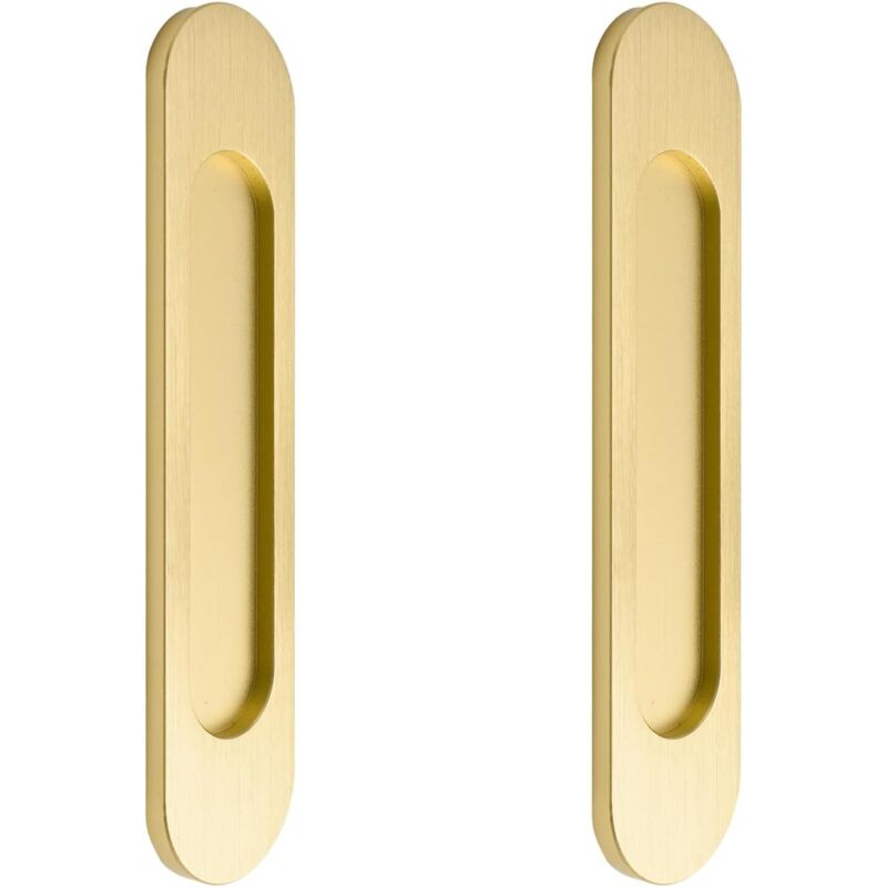 Lot de 2 poignées de porte coulissante ovales autocollantes pour armoires, fenêtres et portes coulissantes (dorées)